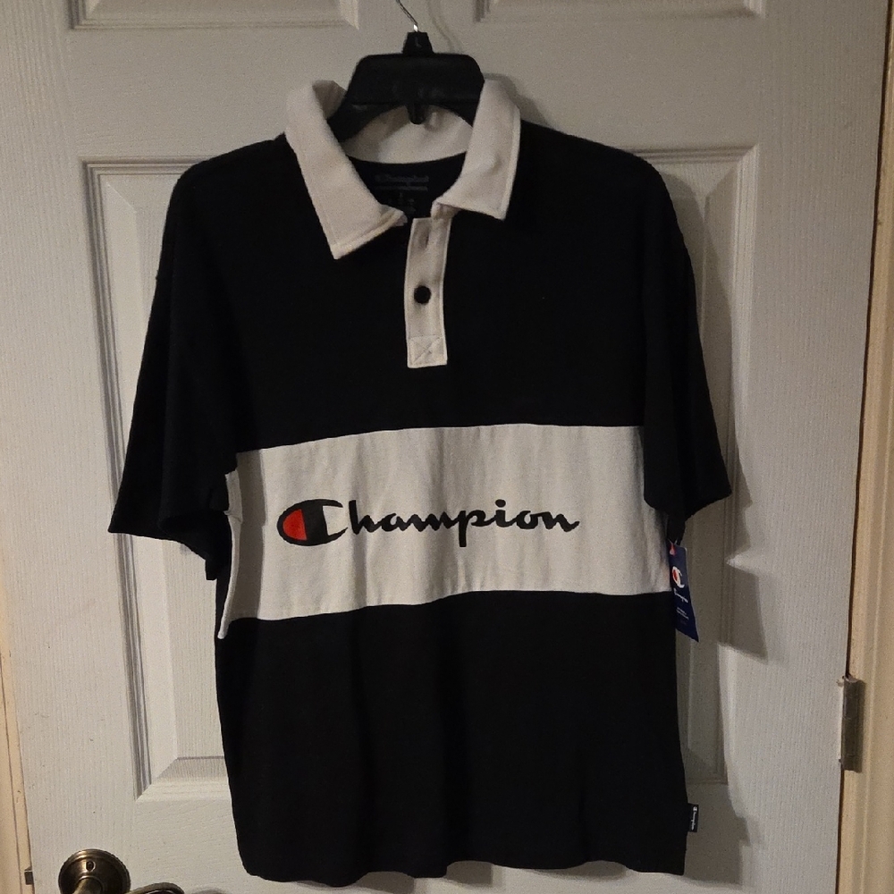 Champion Men's Polo Shirt in Black and White